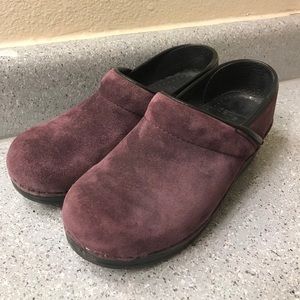 Dansko purple velvet clogs